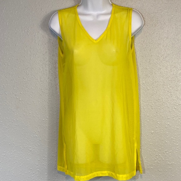 VNTG Liz Claiborne Sheer Bright Yellow Swim Cover-Up - Picture 1 of 4